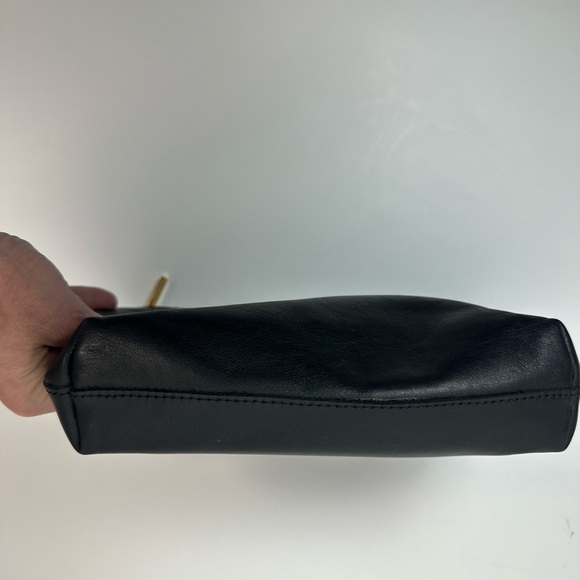 Cuyana Black Leather Cosmetic Pouch Clutch Travel Makeup Bag Gold Zip w/Dust Bag - Picture 7 of 14